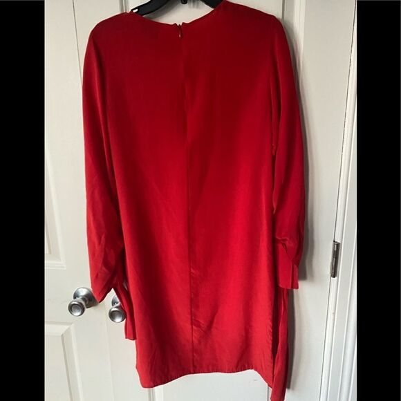 Long-sleeve Layered Silk Dress In Poppy - Picture 10 of 11